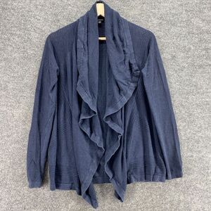 Theory Cardigan Women P Petite Blue Cotton Open Front Long Sleeve Casual Solid